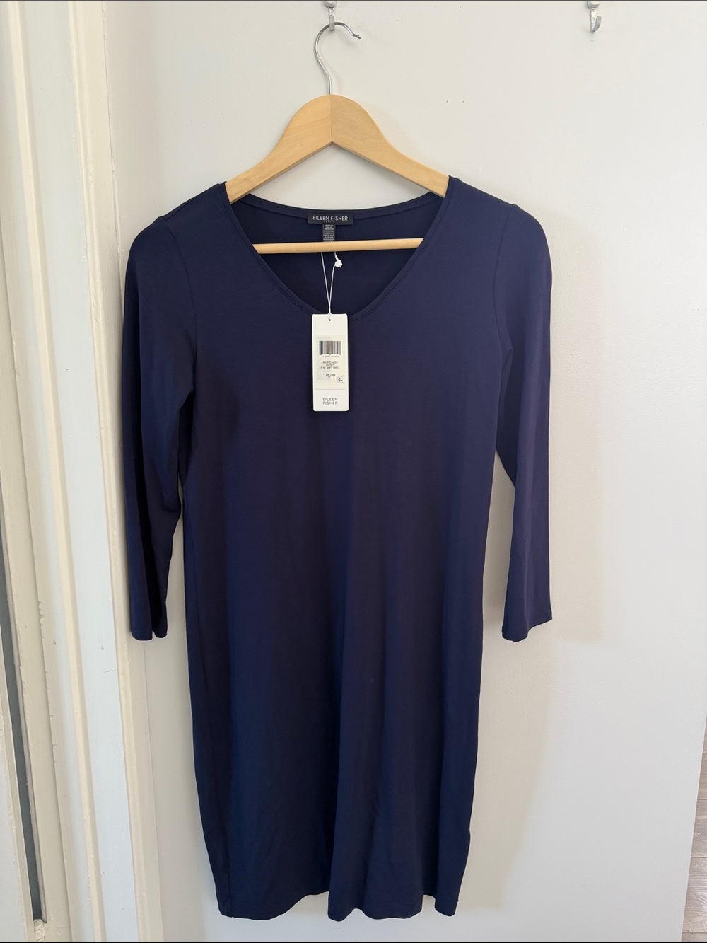 Eileen Fisher Navy V-Neck Midi Dress - Picture 1 of 7